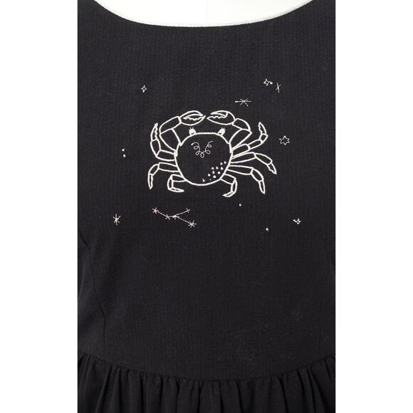 TUESDAY BASSEN 1950s Style Sundress Cancer Astrology Embroidered Black Dress - Picture 8 of 10
